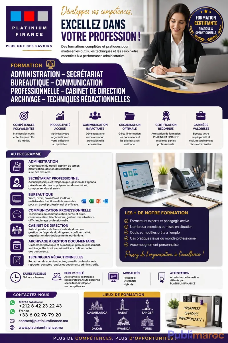 ADMINISTRATION – SECRÉTARIAT – BUREAUTIQUE – COMMUNICATION PROFESSIONNELLE