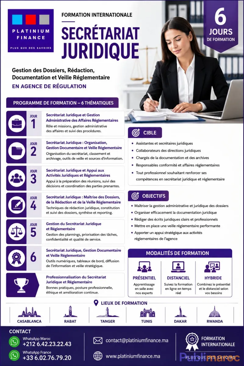 Formations Internationale : SECRÉTARIAT JURIDIQUE & RÉGLEMENTAIRE