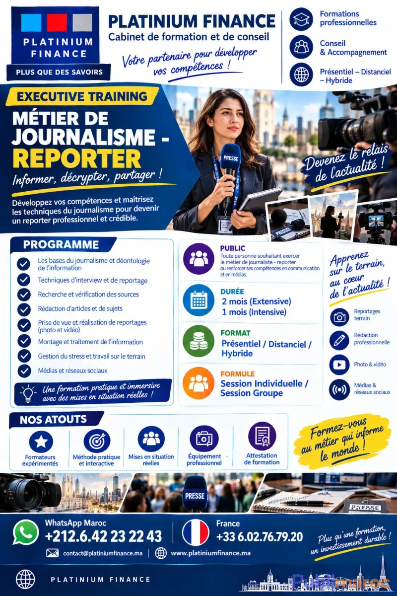 FORMATION MÉTIER - HAUT CADRE : JOURNALISME – REPORTER